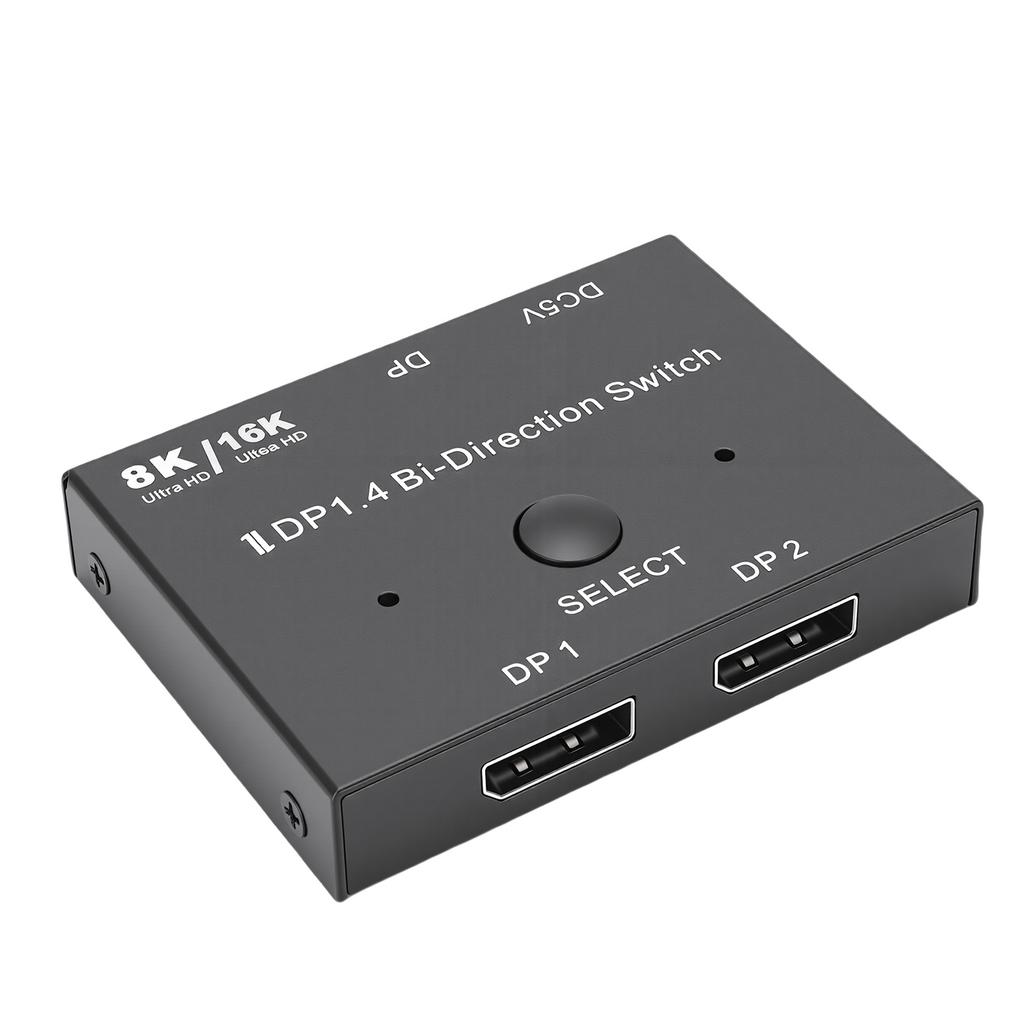 DisplayPort 16K 1.4 Umschalter 2 Ein 1 Aus Bi-Direktional 4K 240Hz 8K 120Hz Splitter Konverter für Mehrere Quellen und