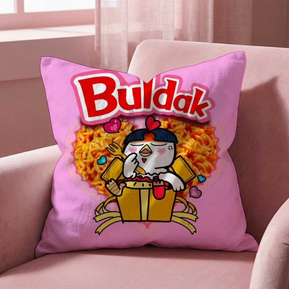 Samyang Buldak Ramen Cushion Cover Multi-Scene Pillow Cover for Home & Car - Reversible, Soft & Durable for Daily Use