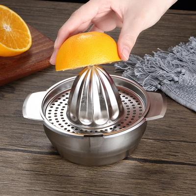 1pc Portable Stainless Steel Lemon Squeezer and Juicer with Bowl Container Easy To Use and Convenient for Oranges Lemons