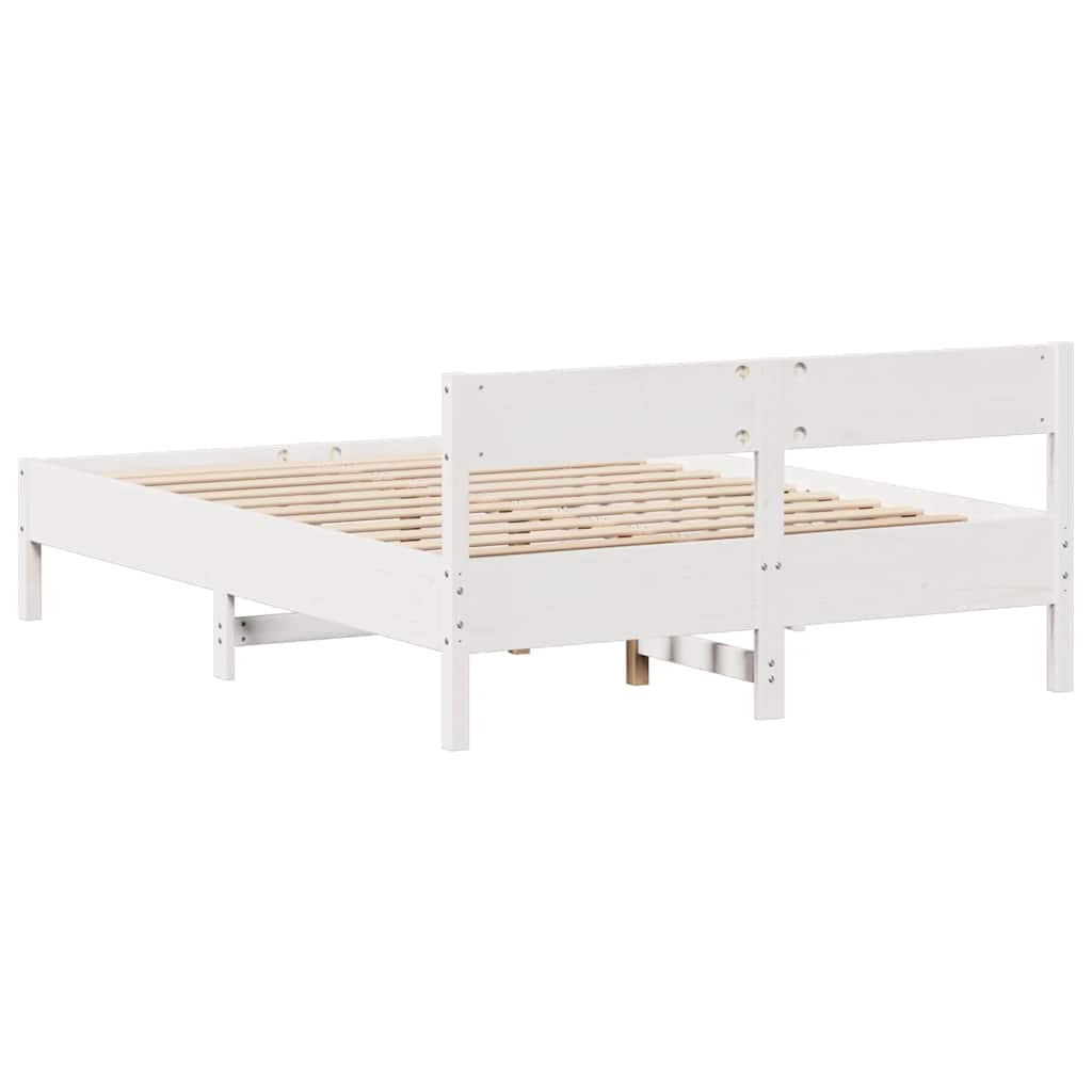 Vidaxl Bed Frame Without Mattress, White, 120X200 Cm, Pine Wood