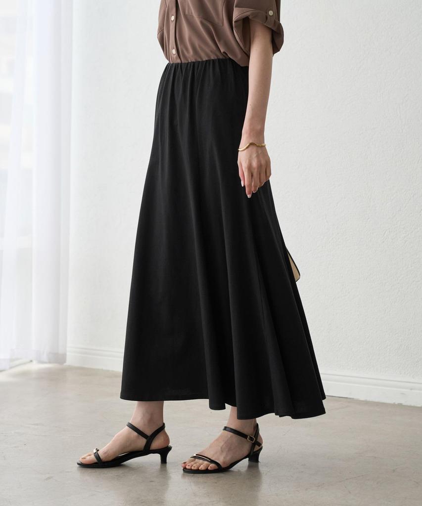 Rope Picnic Cut Flare Easy Long Skirt for Women GDC16200 Chromine F (01)