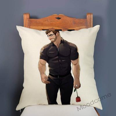 Super Sexy Hot Masculine Male Muscle Hairy Bear Man Cartoon Gay Art Soft Velvet Sofa Pillow Case Cozy Boyfriend Cushion Cover