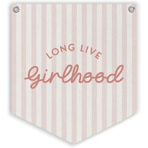 Lacama Long Live Boyhood Linen Banner,Vintage Boy Room Toddler Decor,Boy Bedroom Wall Hanging Banner Pennant Flag Decor for Nursery Playroom,12.4x14