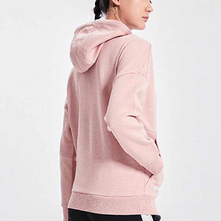 Lining Training Series Fleece Loose Hooded Sports Jacket Women Jacket Fog-Rose-Pink AWDQ612-2