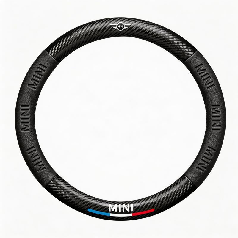 

Carbon Fiber Car Steering Wheel Cover Leather Accessories For MINI JCW Cabrio Cooper Countryman Aceman Clubman Coupe Paceman