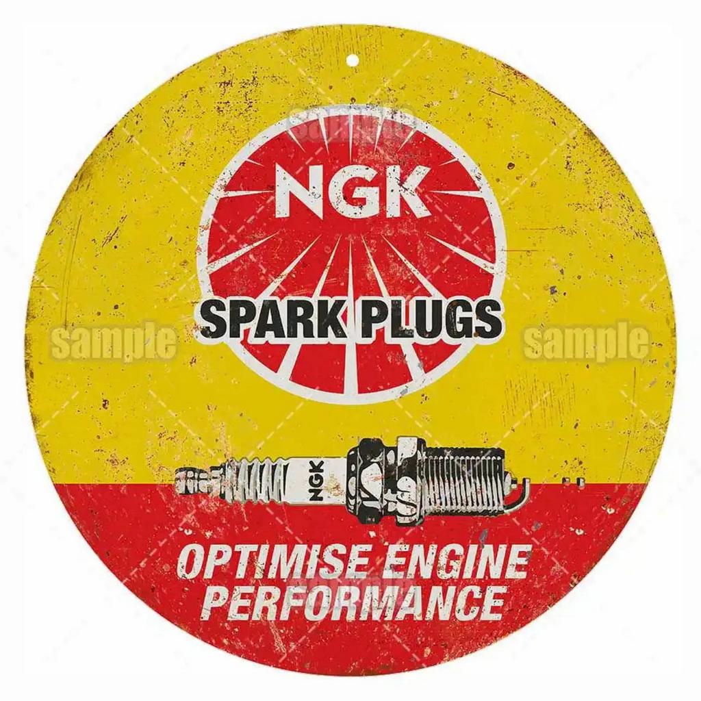 High Definition Metal Tin Sign Set Vintage Gasoline and Motor Oil Brand Themed Round Wall Art Decor for Gas Station Garage and M