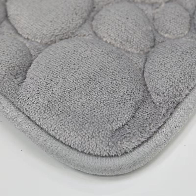1 Set of Solid Color Simple Bathroom Water-absorbing and Non-slip Floor Mat Stone Pattern, Comfortable and Soft, Three-piece Set