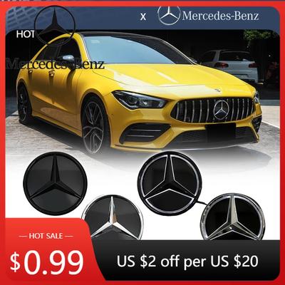 Car Sticker Chrome Silver Newest 3D Front Grille Emblems For Mercedes Benz C W205 A W177 S W217 SL R231 CLA W118 CLS C257 GLA H2