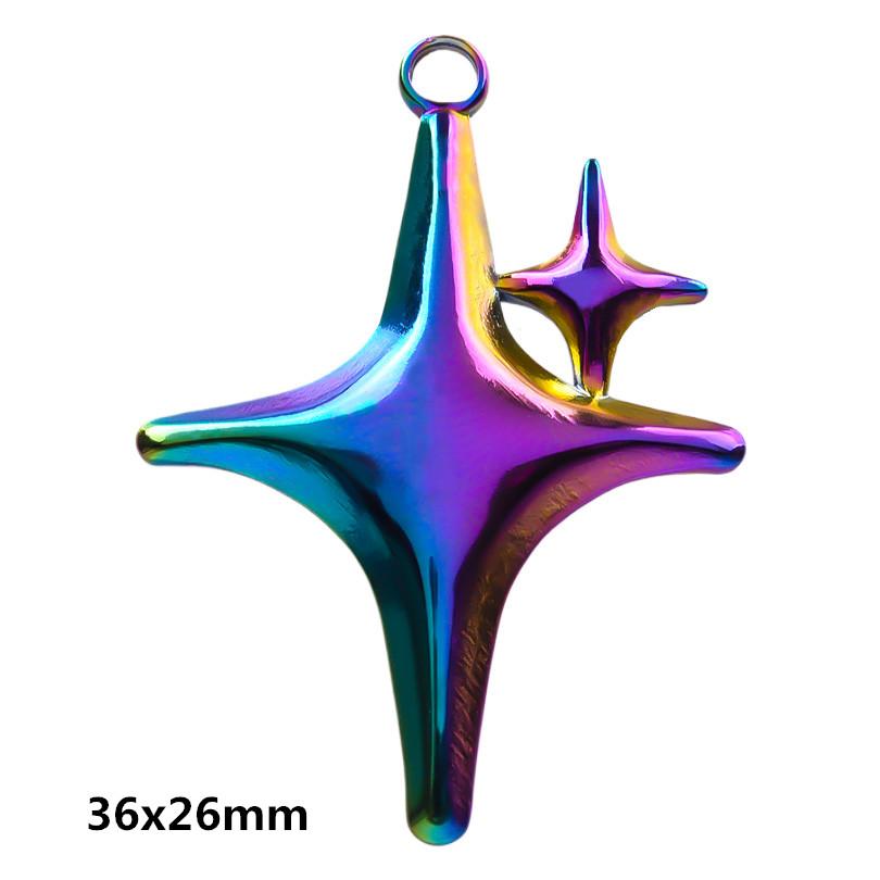 

6pcs No Fade Rainbow Star Sun Moon Charm Turkish Eye Fashion Stainless Steel Charms For Jewelry Making Supplies DIY Pendant Bulk