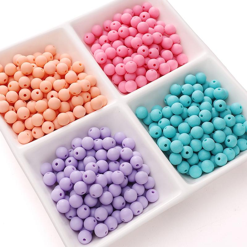 23-500Pcs Acrylic Beads Solid Colored Frosted Round Beads For DIY Bracelet Necklace Jewelry Making Accessories