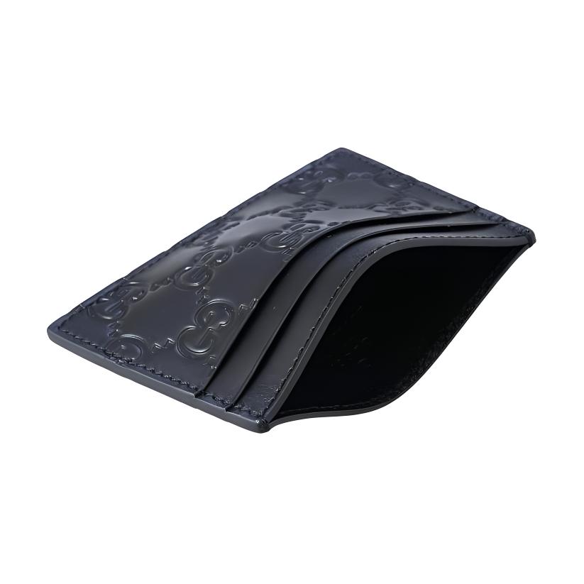 Gucci Monogram Logo Embossed Leather Card Holder Women Card Holder Black 233166-CWC10-1000