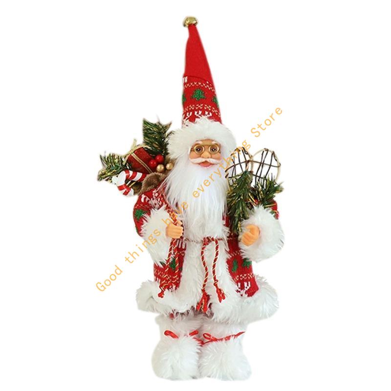 

Red Robe Santa Ornament Santa Holding Gifts for Doll Standing Figurine 55KF
