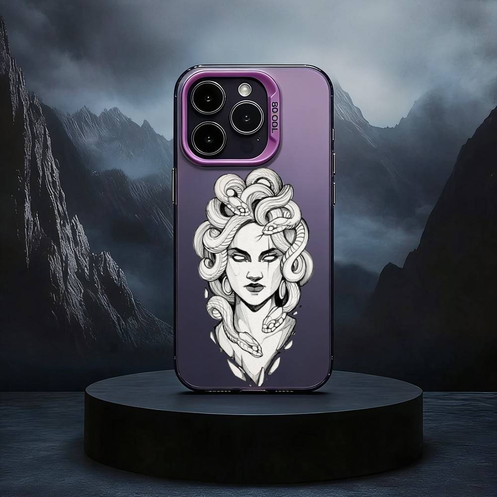 Medusa Greek Mythology Phone Case For iPhone17,16,15,14,13,12,11 Plus,Pro Max Black Candy silver phone case
