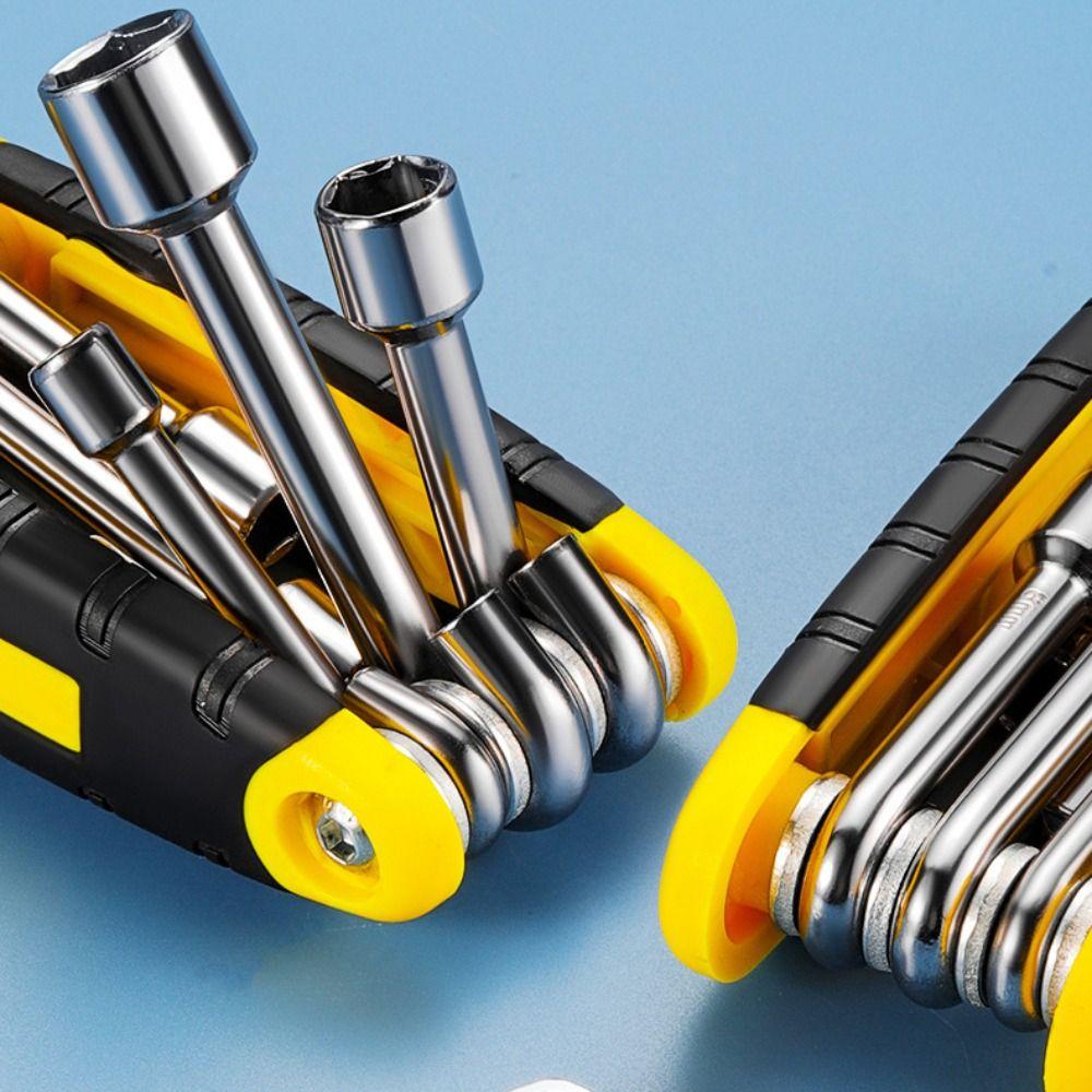 Multifunction 6 in 1 Socket Wrench High Hardness Screwdriver Wrench Folding Socket Wrench  Bicycle