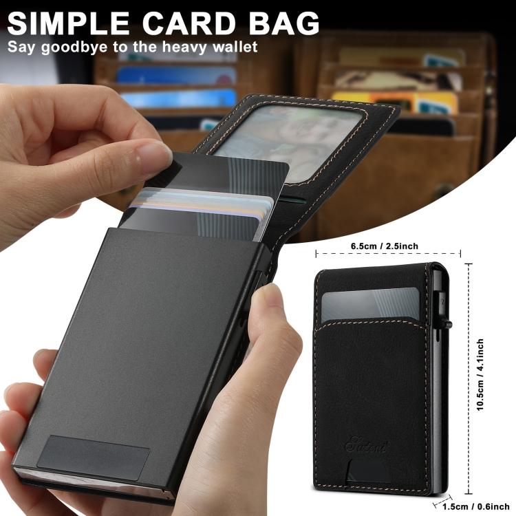 Suteni H19 Litchi Grain 2-in-1 MagSafe Removable Card Box Back Phone Case