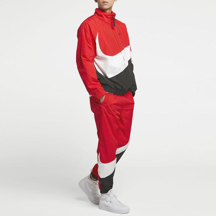 Nike Retro Logo Weave Design Long Loose Knit Sweatpants Men Bottoms Red AR9895-657