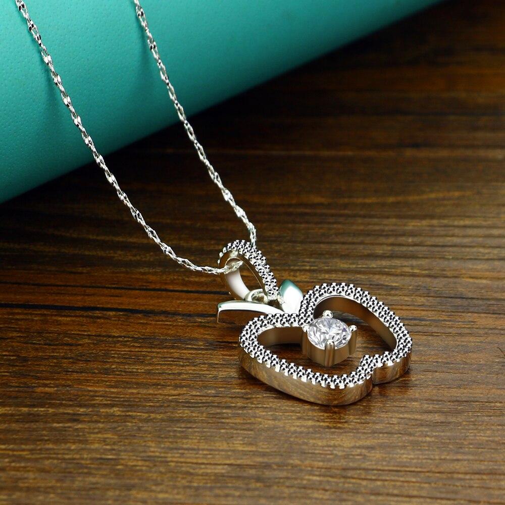 Creative Women's 925 Sterling Silver Necklace Fruit Pendant Necklace CZ Zircon Fine Jewelry Birthday Gift