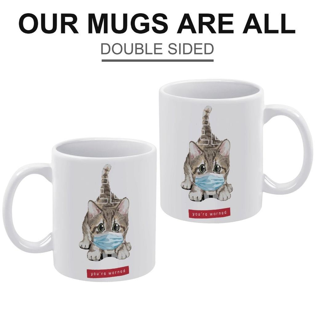 1 Förpackning 11oz Vit Keramisk Mugg Dubbelsidigt Tryckt Display Hållbar Kaffekopp Perfekt För Hemmakontoret Daglig Gåva