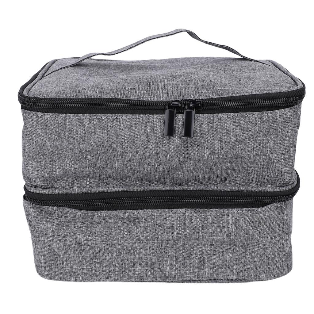 Nail Polish Bag Holds 30 Bottles Double Layer Gel Nail Polish Kit Case Nail Lamp Holder for Manicure Tools Gray