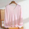 Early Autumn Retro V-neck Hollow Pure Cashmere Women's Pullover - Korean Soft Casual Knit Long Sleeve Sweater