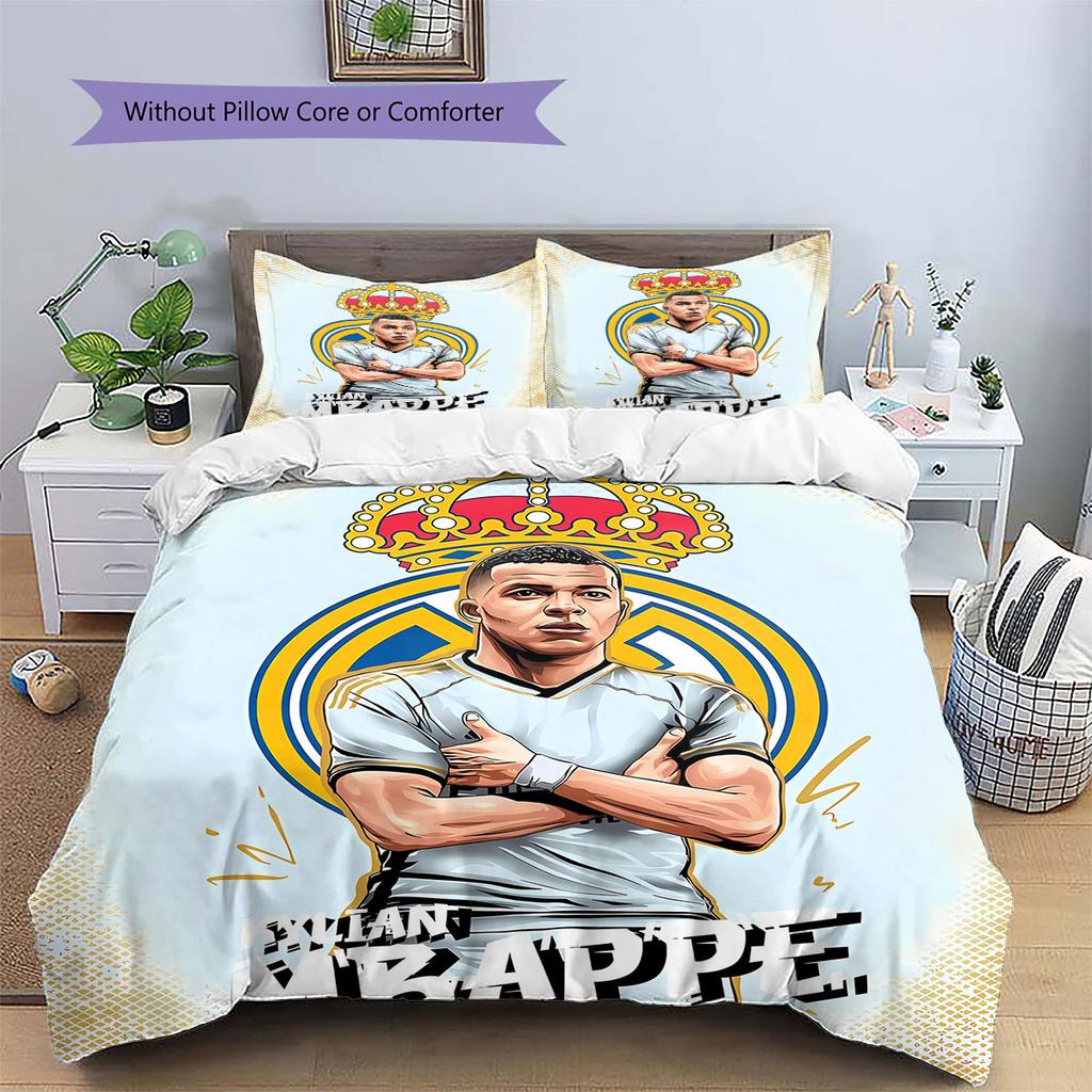 Mbappé Pattern Bedding,Quilt Set Quilt Cover Pillowcase Home Birthday Gift(1 * duvet cover + 2 * pillowcase, without core)