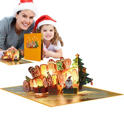 Christmas Cards 3D Merry Christmas Greeting Card With Music And Light Celebration Keepsake For Kids Boys Girls Family Greetings