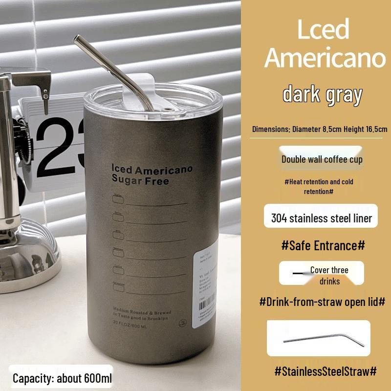 Lishen Portable Stainless Steel Coffee Thermos with Straw