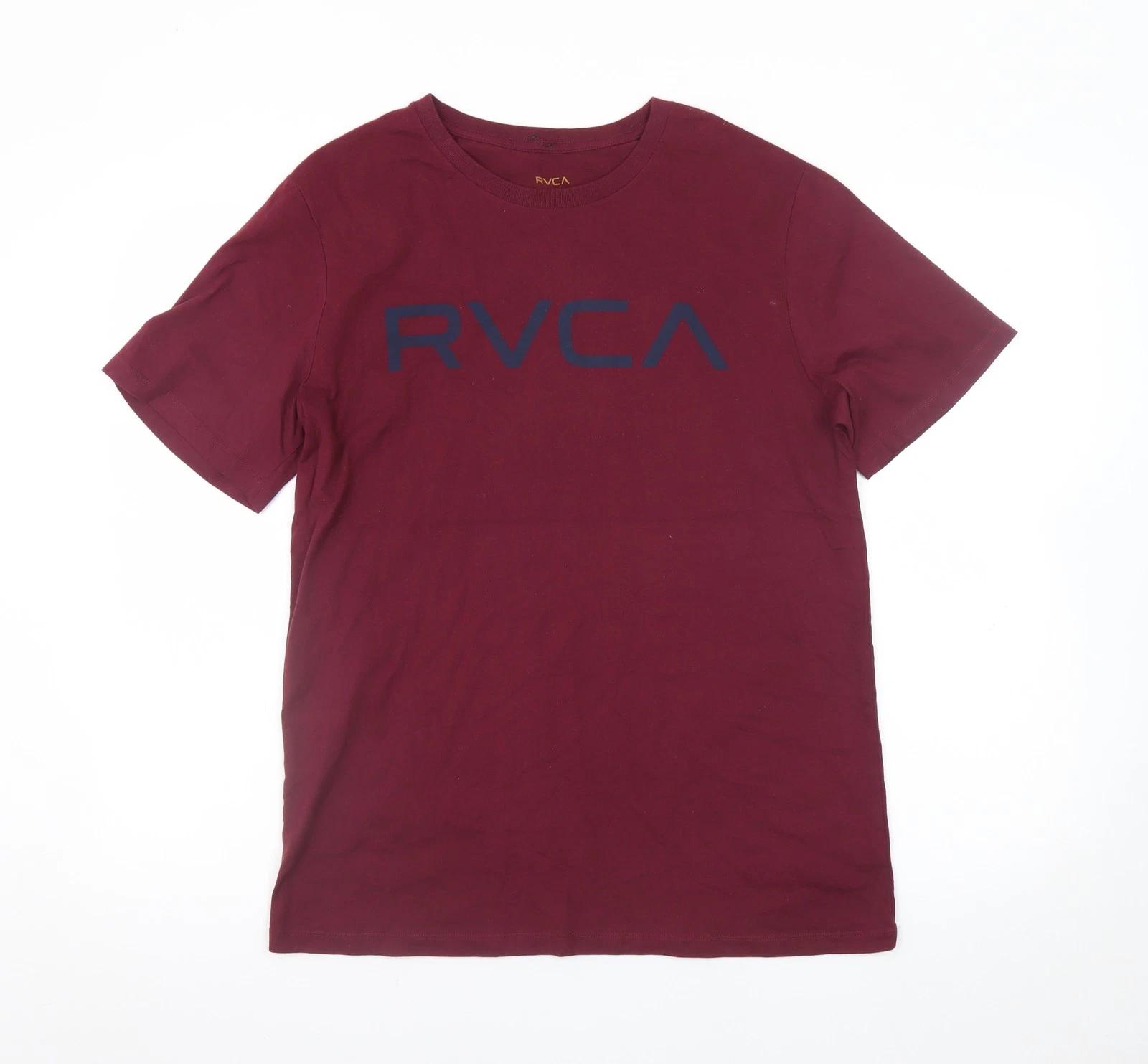 

RVCA Men s Red Graphic Logo Cotton T-Shirt Size M S