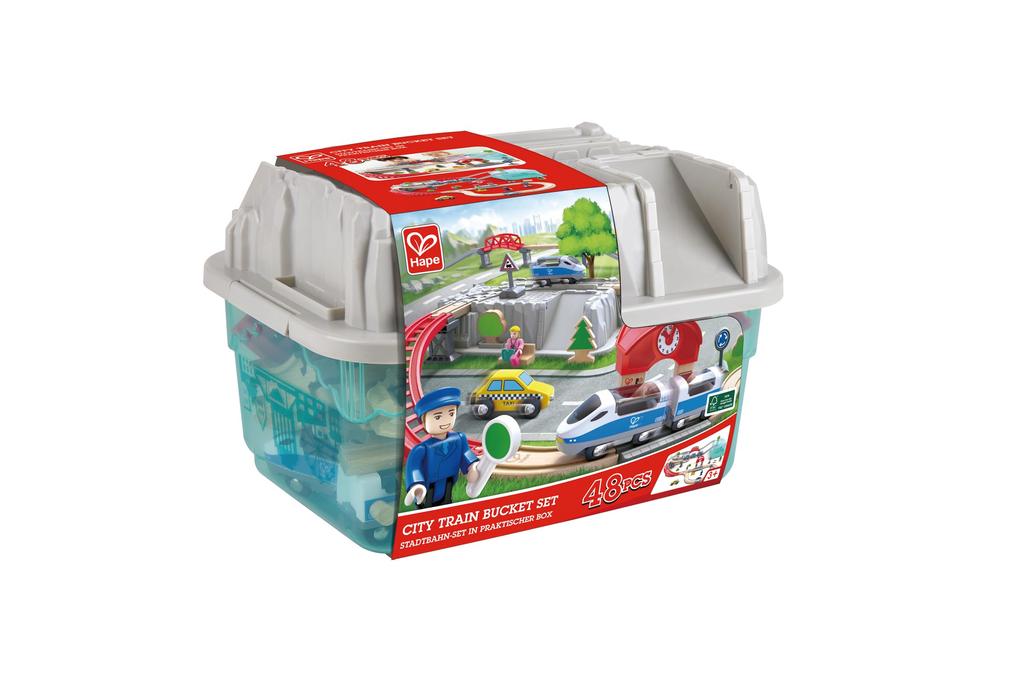 Hape City Rail Box Rail Set x 87 x 14 Wooden Educational Toy for Ages 3 and E3771 (75 cm), Up,