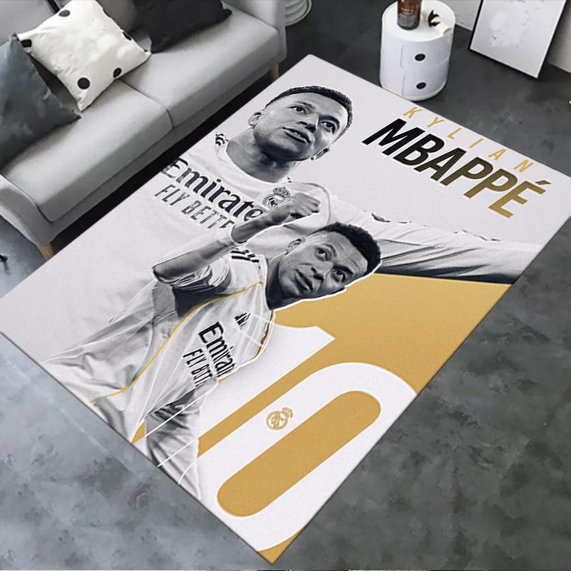 2025 Neuer Kylian Mbappé Teppich für Wohnzimmer Schlafzimmer Zuhause Sofadekoration, Kinder spielen Rutschfeste Fußmatte