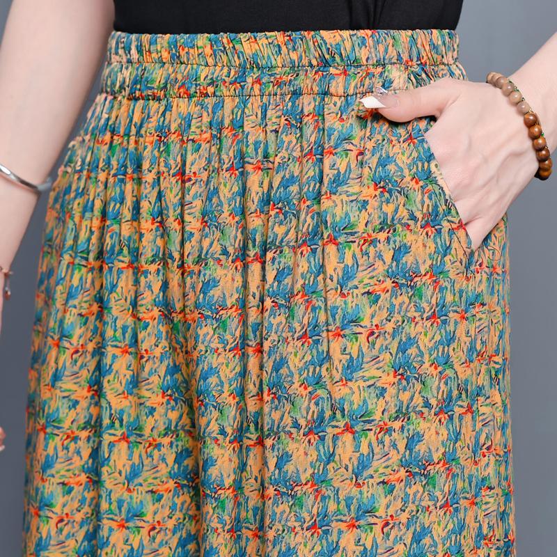 Summer Wide Leg Pants for Women High Waist Vintage Clothes Plus Size Loose Elastic Waist Casual Pants