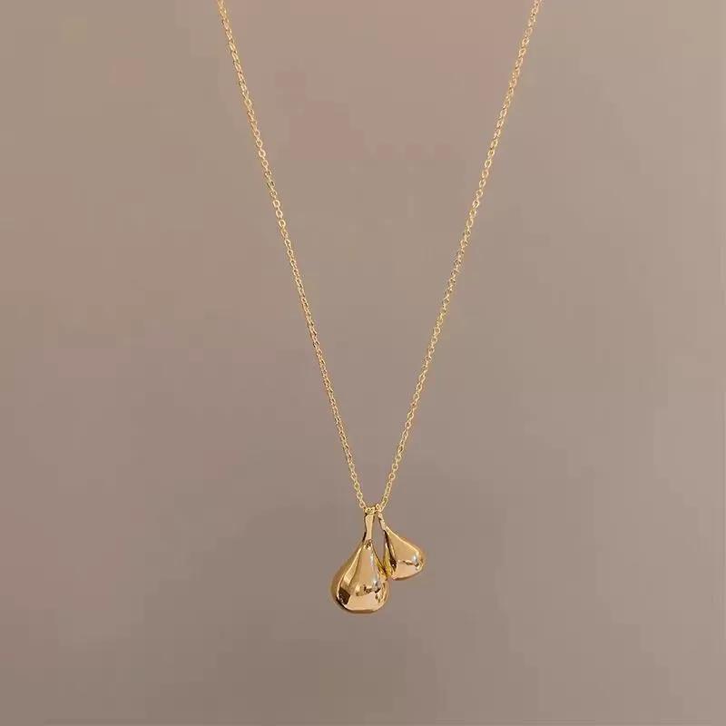 

New Big Small Double Water Droplet Pendants Necklace for Women Simple Elegent Long Sweater Chains Daily Wear Jewelry Accessories
