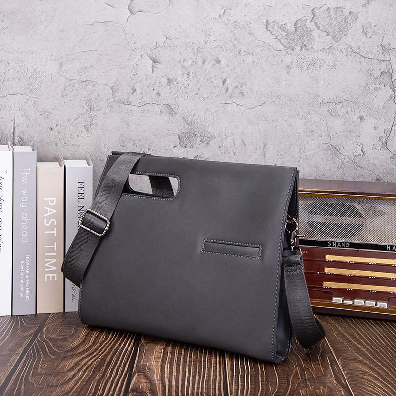 Men's One-shoulder Crossbody Bags Korean Retro Business Casual Car Stitching Waterproof Zipper Handbag