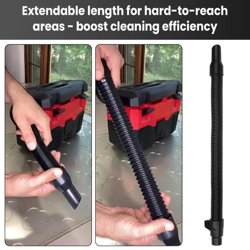 14-37-0105 14-37-0016 Nass-Trockensauger Ersatzschlauch mit geformten Endstücken, 64 cm Wellschlauch Schwarz für enge Bereiche, Ecken und Spalten