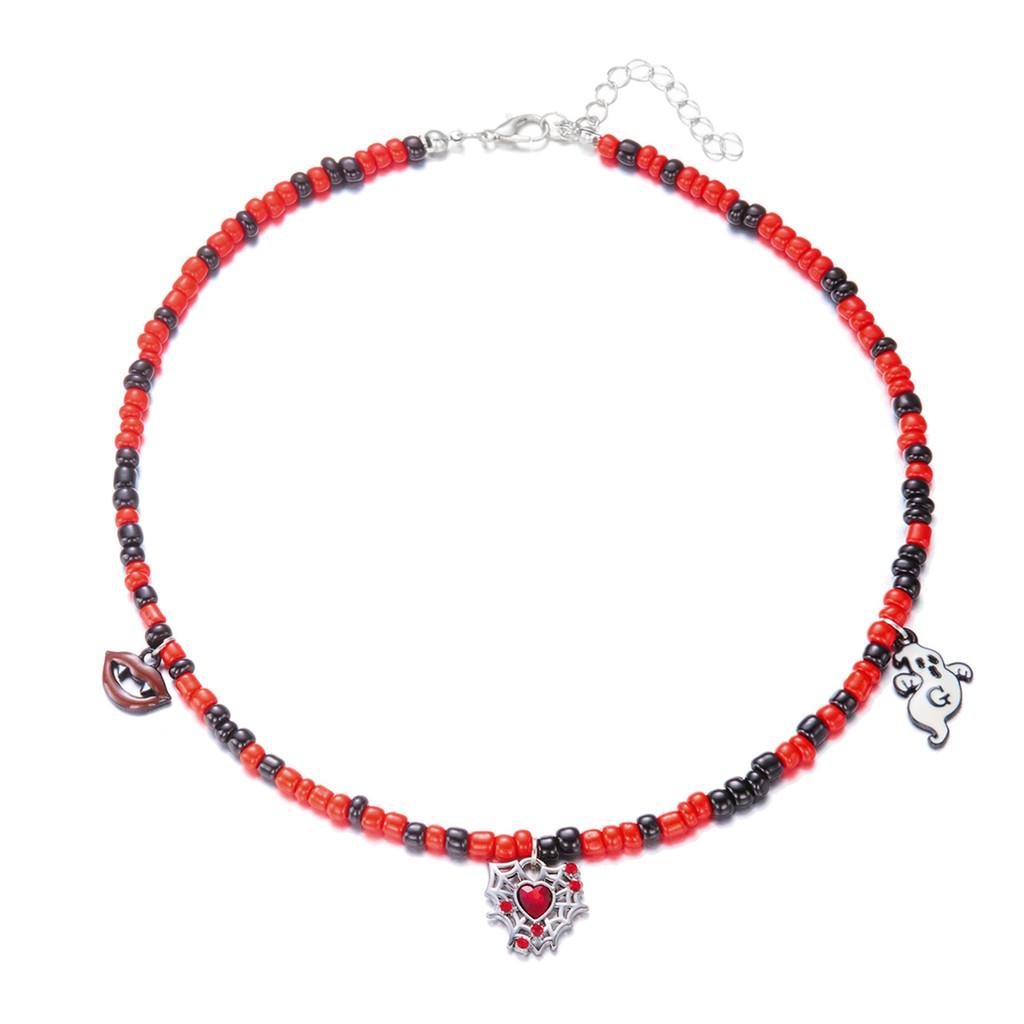 Halloween Gothic Spider Web Pendant Necklace With Rhinestones For Men And Women