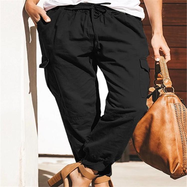 2023 Women's Solid Color Casual Fashion Pocket Work Pants