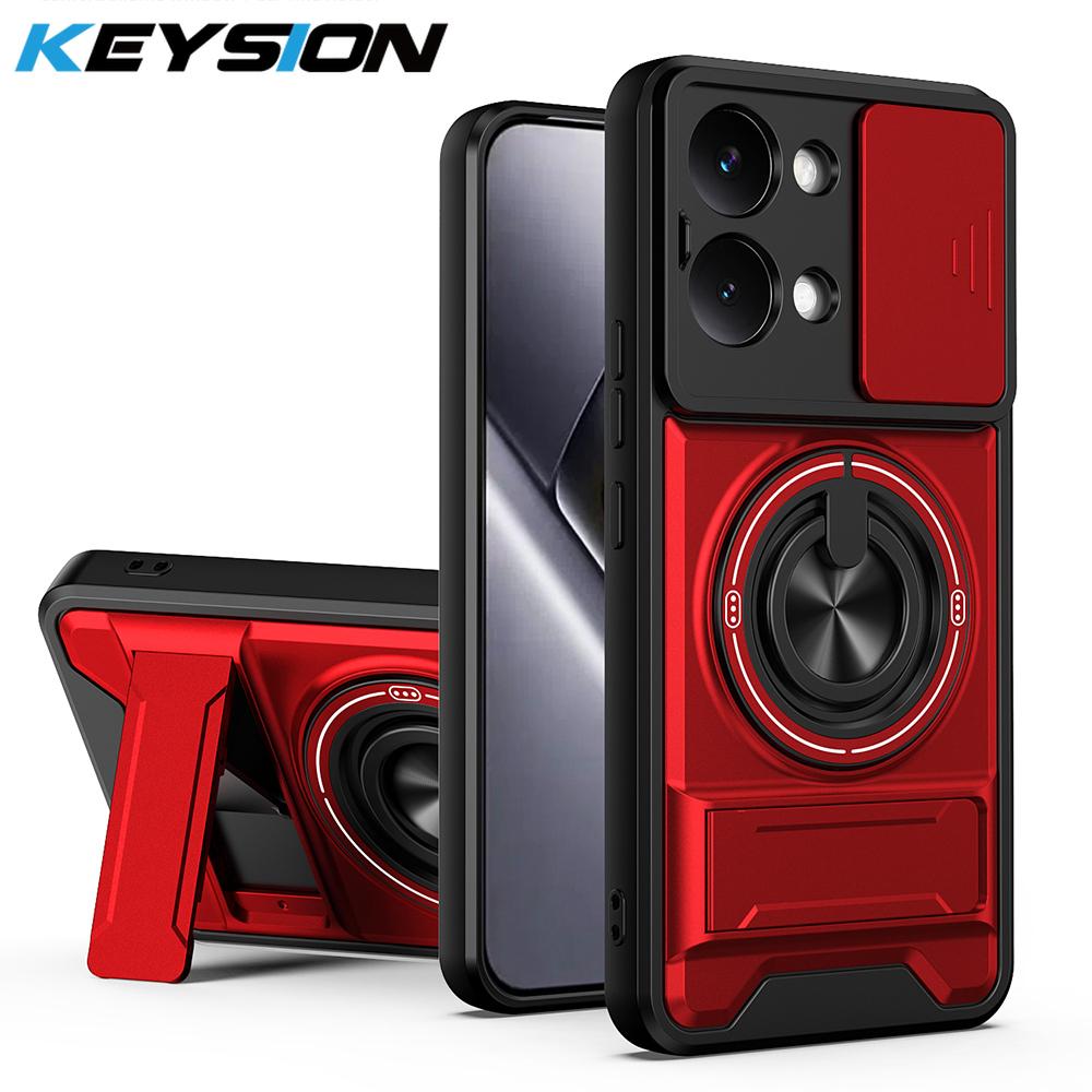 KEYSION Magnetic Phone Case for Xiaomi POCO X8 Pro Max Slide Camera Protection Upright Kickstand 360° Ring Shockproof Back Cover