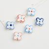 Jingdezhen Hand-painted Blue and White Four-leaf Clover Beaded Handmade DIY Jewelry, Accessories Materials, Loose Beads Wholesale