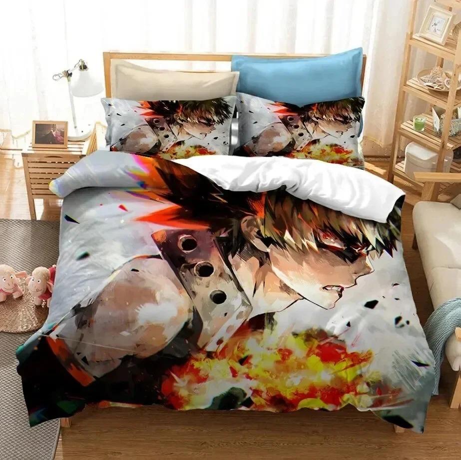 Anime 3D-tryck My Hero Academia Shoto Todoroki Sängkläder Påslakan Sängset Täcke Örngott Täcke King Queen Size
