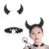 Gothic Dark Glitter Girls Choker Collar Rose Devil Wing Headband Set Gothic Bat Wing Versatile Choker
