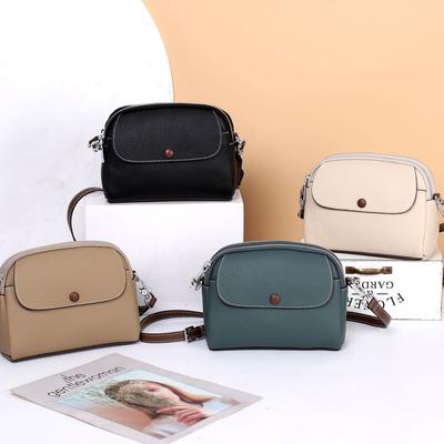 Cowhide Women's Bag Single Shoulder Crossbody Women's Bag Practical Multi-compartment Contrasting Color Change Bag Shell Bag