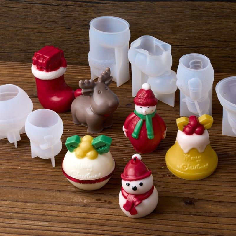 Food Grade Silicone Christmas Mould for Handmade Candle Craft Art Projects Easy Releases