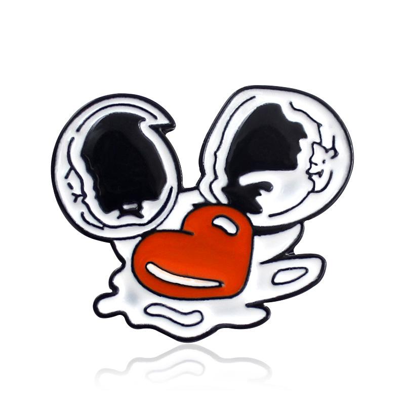 Creative Heart-Shaped Eggshell Drip Oil Brooch for Denim Jackets