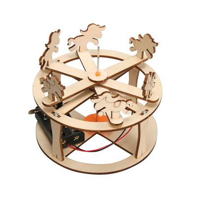 Wood Merry-Go-Round Carousel Kits Diy Science Building Projects 3D Wooden Puzzles Assembly Model Set Educational Toys
