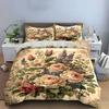 Elegant Floral Design Set: Home Decoration Exquisite Three-Piece Bedding Set Gift For Kids And Adults