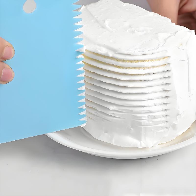 3Pcs Cream Scraper Suit Diy Kitchen Straight Arc Tooth Shape Cream Bread Cutter Plastic Cake Pasty Scraper Baking Fondant Tools
