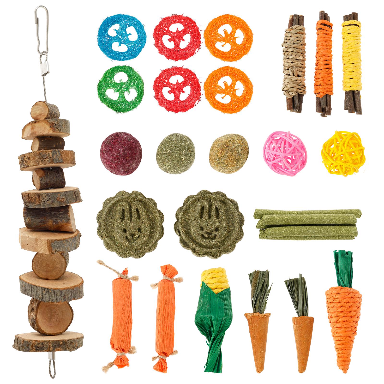 

21/28 шт. Набор игрушек для мелких животных Натуральное дерево Морская свинка Кролик Хомяк Игрушка для грызения Интерактивная Игрушка для игры попугаев Палочка для грызения и стачивания зубов