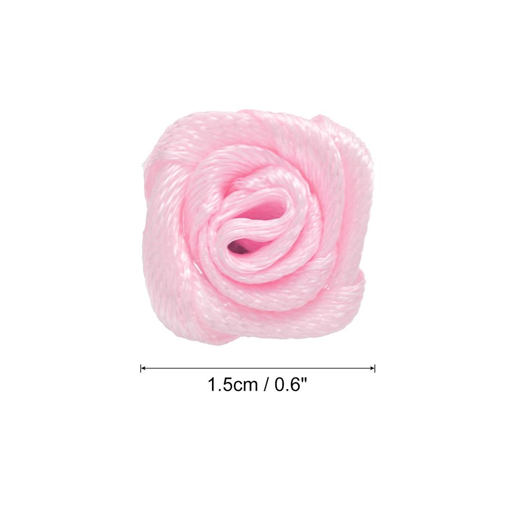 100 Stück 1,5 cm Mini Satinband Rosen Handgefertigt Gerollte Rosettenblume für DIY Bastelzubehör Nähen Verpackungsdekoration
