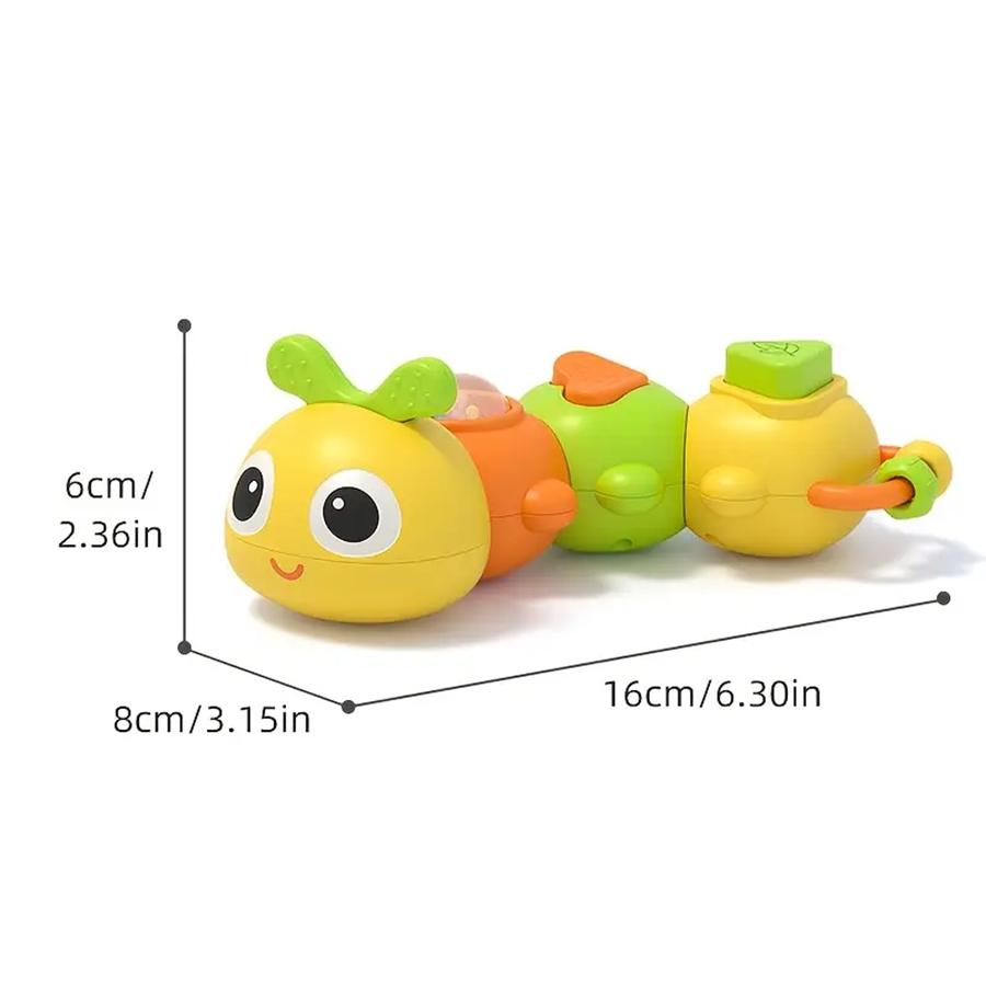 Twisty Caterpillar Baby Toy Interactive Rotating Joints Squeaker & Beads Motor Skills Development Safe Durable Toddler Playtime