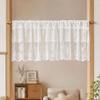 White Lace Window Valance, Sheer Vintage Floral Lace Short Curtain, Light Filtering Valance Curtain with Rod Pocket for Basement Kitchen Window